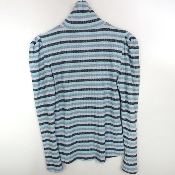 Anthropologie Maeve Puff-Sleeved Striped Turtleneck Top XL - Picture 6 of 9